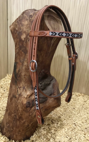 Browband Headstall Black Beads  - Quarter -5 Kleuren