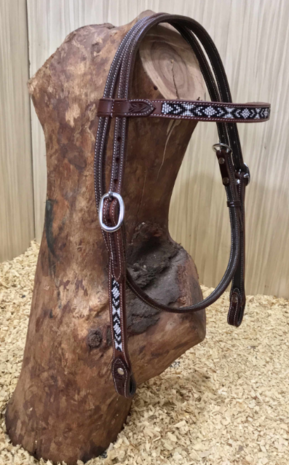 Browband Headstall Black Beads  - Quarter -5 Kleuren