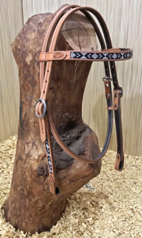 Browband Headstall Black Beads  - Quarter -5 Kleuren