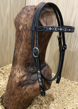 Browband Headstall Black Beads  - Quarter -5 Kleuren