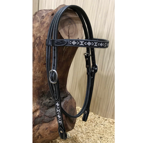 Browband Headstall Black Beads  - Quarter -5 Kleuren
