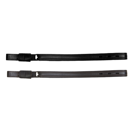 Equestro Dressuurbeugelriemen - "T" Sluiting - Zwart &amp; Bruin