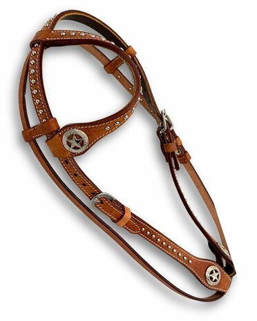 Western One Ear Hoofdstel met Star Concho&rsquo;s - Maat Cob/Full