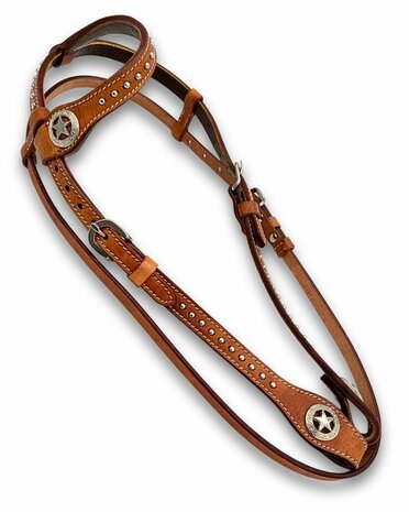 Western One Ear Hoofdstel met Star Concho&rsquo;s - Maat Cob/Full