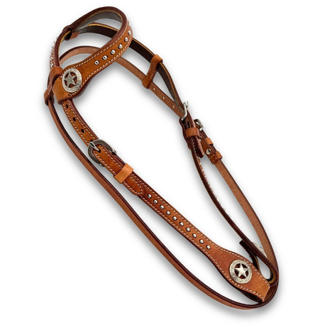 Western One Ear Hoofdstel met Star Concho&rsquo;s - Maat Cob/Full