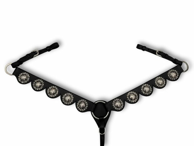 Western Borsttuig Leder Zwart &ndash; Barok Design met Grote Concho&rsquo;s