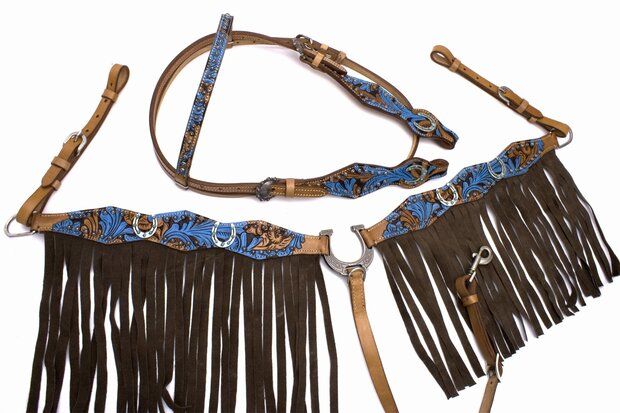 Westernset Turquoise met Hoefijzer concho's 