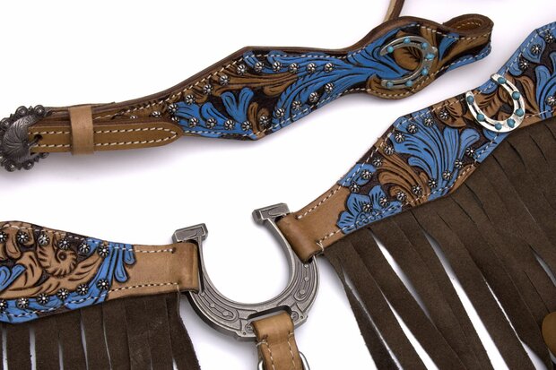 Westernset Turquoise met Hoefijzer concho's 