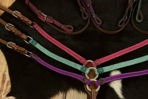 Westernset Glitters &ndash; Minishetty / Shetty &ndash; Hoofdstel en Borsttuig