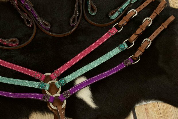 Westernset Glitters &ndash; Minishetty / Shetty &ndash; Hoofdstel en Borsttuig