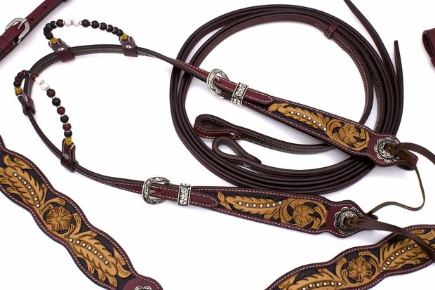 Vintage Westernset &ndash; Two Ear Hoofdstel, Teugels &amp; Borsttuig