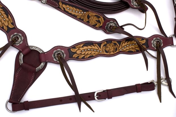 Vintage Westernset &ndash; Two Ear Hoofdstel, Teugels &amp; Borsttuig