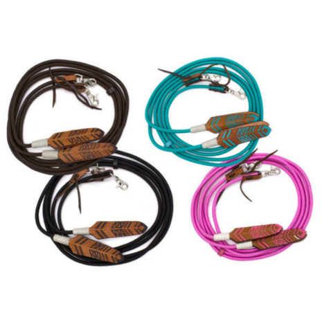 Western gevlochten nylonteugels met lederen veer en verwisselbare clips 2,3 meter