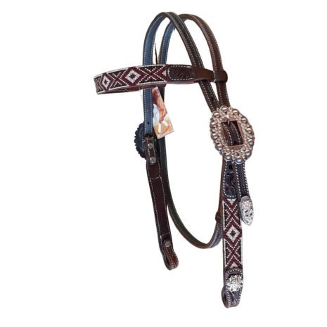 Browband Headstall Aztec Beads &amp; Rhinestones - Quarter