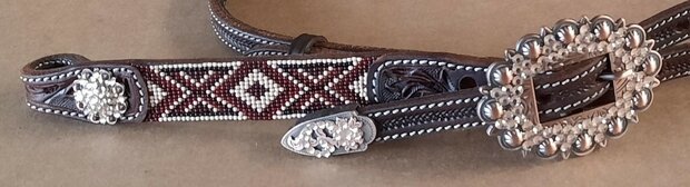 Browband Headstall Aztec Beads &amp; Rhinestones - Quarter