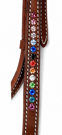 Futurity Browband Headstall Dark Chestnut met Multi-Color Crystals 