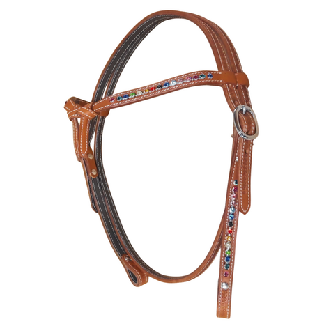 Futurity Browband Headstall Chestnut met Multi-Color Crystals 