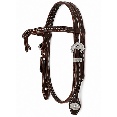 Futurity Brow Headstall met Basket Tooling &amp; Dots &ndash; Brown