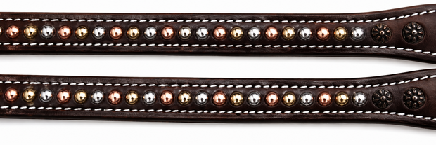 Futurity Brow Headstall met Basket Tooling &amp; Dots &ndash; Brown