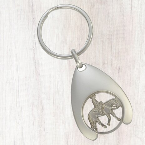 Metalen sleutelhanger met winkelwagenmuntje &ndash; Western