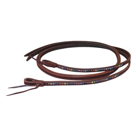 Sadesa lederen teugels met Multi-Color Rhinestones