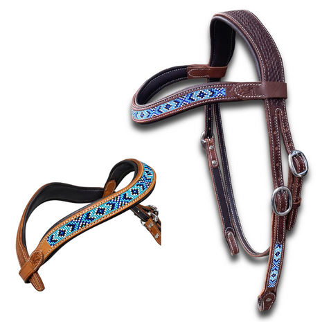 Western Hoofdstel Beads Anatomic Double Blue Beads