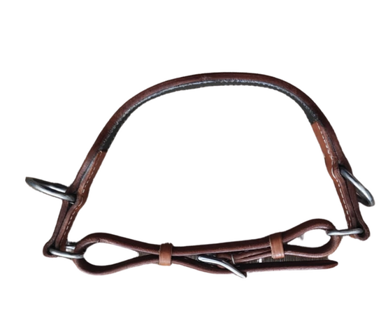 Sidepull neusriem met Blue &amp; Navy Blue Beads &ndash; Chestnut &amp; Dark Chestnut