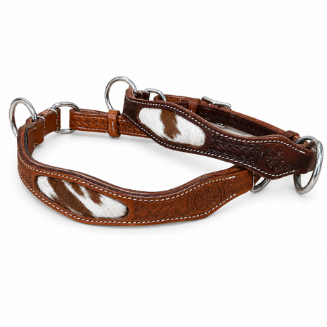 Sidepull neusriem met Jersey Cow Hide &ndash; Chestnut &amp; Dark Chestnut