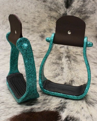 Western stijgbeugels aluminium antislip voetbed - Turquoise