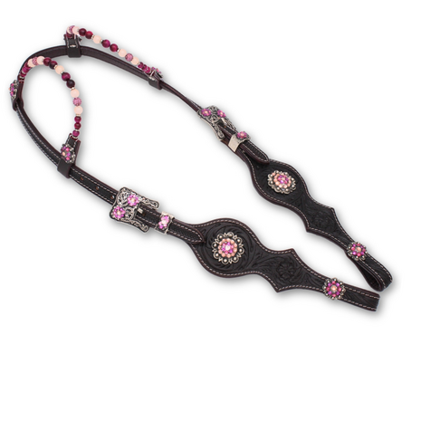 Western Hoofdstel Two Ear Pink Silver