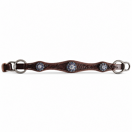 Losse Sidepull Neusriem &ndash; Dark Chestnut met Tanzanite Blue