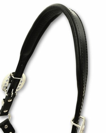 Premium Western leren showhalster zwart &ndash; inclusief lijn met ketting