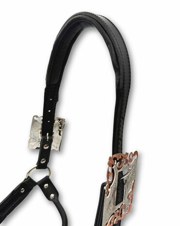 Premium Western showhalster zwart met ros&eacute;goud/zilver &ndash; inclusief lijn met ketting