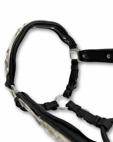 Premium Western showhalster zwart met strass &ndash; inclusief lijn met ketting