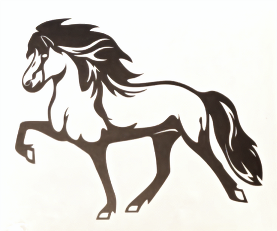 Br&uacute;si IJslands Paard Sticker &ndash; Transparant  14,5 x 11,5 cm