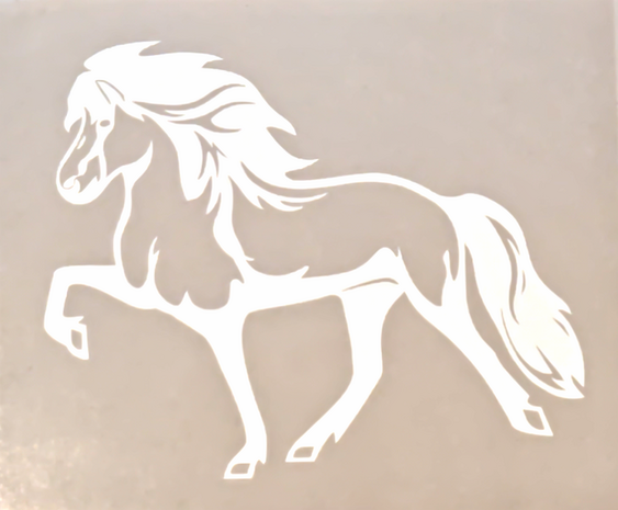 Br&uacute;si IJslands Paard Sticker &ndash; Transparant  14,5 x 11,5 cm