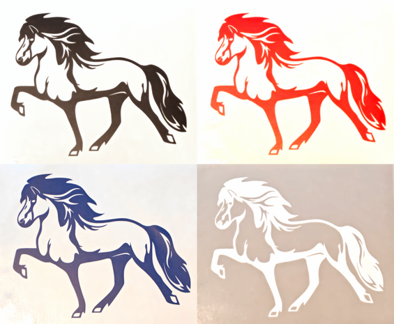 Br&uacute;si IJslands Paard Sticker &ndash; Transparant  14,5 x 11,5 cm