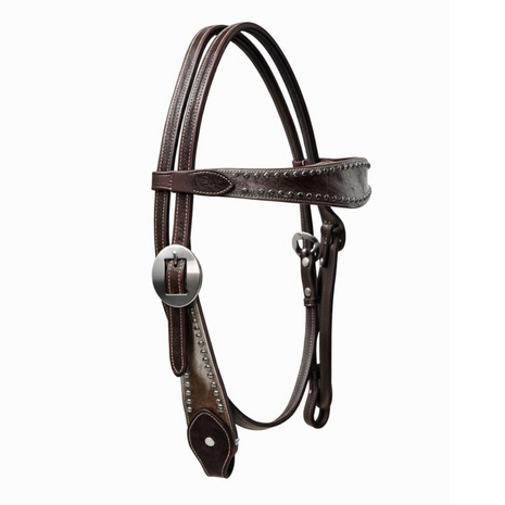 Western Headstall met Cowhide | Straight Browband met Dots | QH