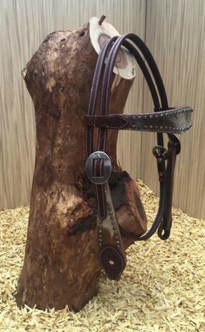 Western Headstall met Cowhide | Straight Browband met Dots | QH