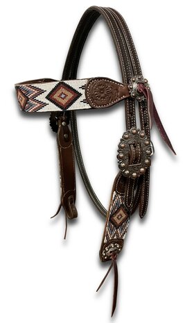 Westernhoofdstel Aztec Beads met Copper Hardware &ndash; Pony &amp; Quarter
