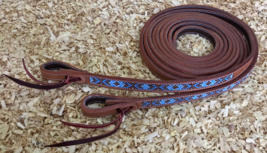 Chestnut Leather Split Reins with Beads Chestnut Leather Split Reins with Beads