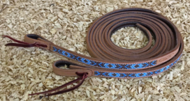 Russet Leather Split Reins with Beads Russet Leather Split Reins with Beads