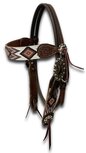 Western Hoofdstel Aztec Beads Silver Hardware Western Hoofdstel Aztec Beads Silver Hardware
