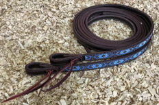 Brown Leather Split Reins with Beads Brown Leather Split Reins with Beads